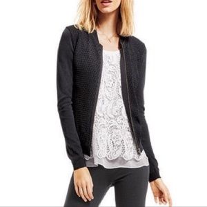 Cabi Black Bomber Zip Cardigan, Size Medium, NWOT